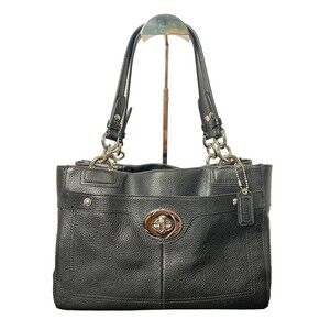 COACH Penelope Black Pebbled Leather Carryall Shoulder Bag FOB F-16531 EUC